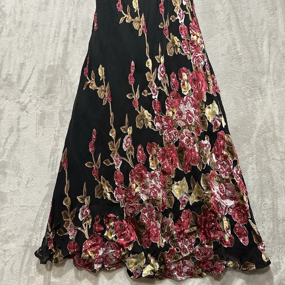 VTG Sue Wong Nocturne Gown Womens 10 Silk Blend Intricate Floral Beads & Sequins - Picture 7 of 16